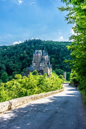 A vertical shot of an ancient beautiful Burg Eltz Castle in Wierschem, Germany