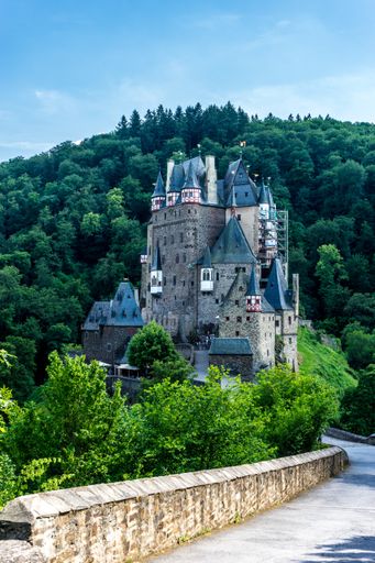 A vertical shot of an ancient beautiful Burg Eltz Castle in Wierschem, Germany