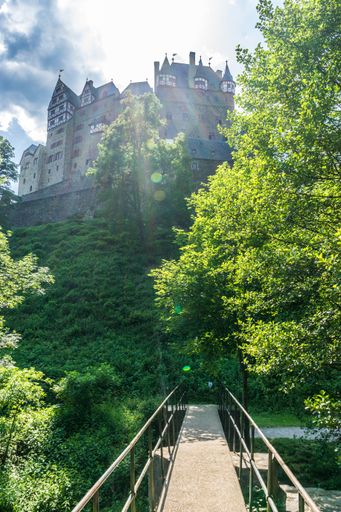 A vertical shot of an ancient beautiful Burg Eltz Castle in Wierschem, Germany