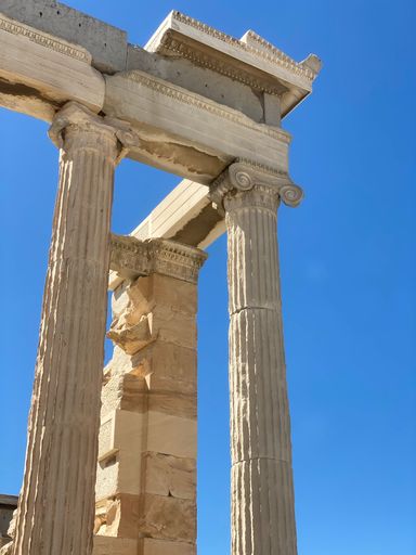 A vertical shot of the Acropolis during the day in Athens, Greece