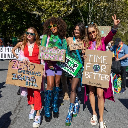 A crowd of students march to declare a Climate Emergency at Youth Climate Strike