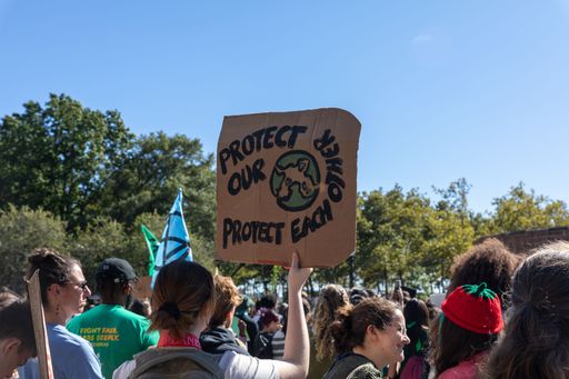 A crowd of students march to declare a Climate Emergency at Youth Climate Strike