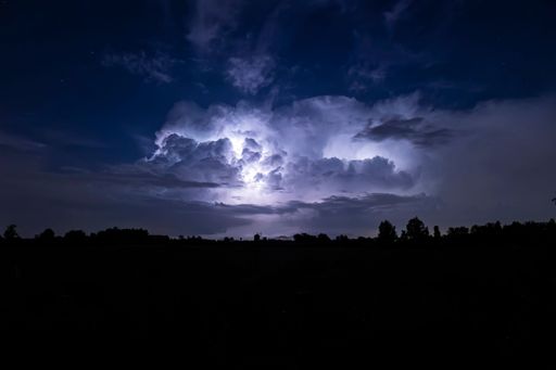 Lightning storm in the dark night