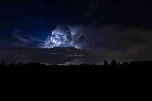 Lightning storm in the dark night