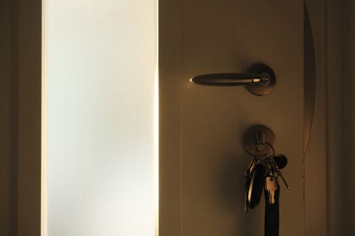 The keys hanging from the door