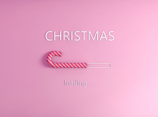 A flat lay shot of a Christmas countdown using candy cane as loading bar - Christmas countdown concept
