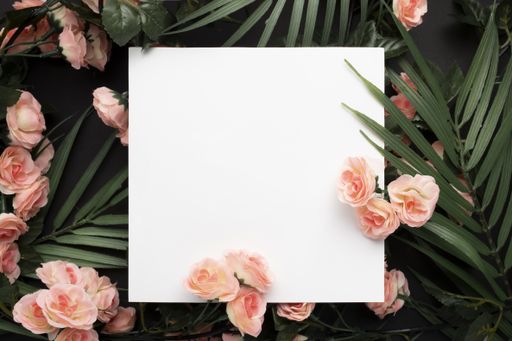 A notebook hardcover surrounded with plants with a copy space
