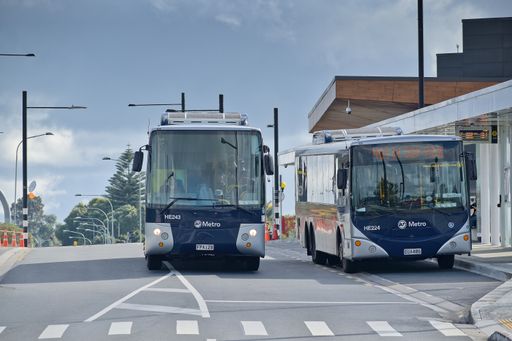 Auckland / New Zealand - April 25 2019: Bus stopped at Panmure bus station