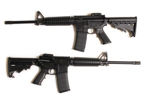 AR-15 Type Assault Weapon Isolated on White Left and Right Side Views