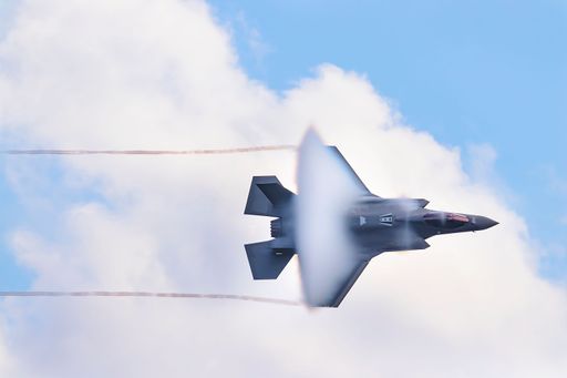 A F35 of USAF make a high speed pass during the Sanicole International Airshow 2022