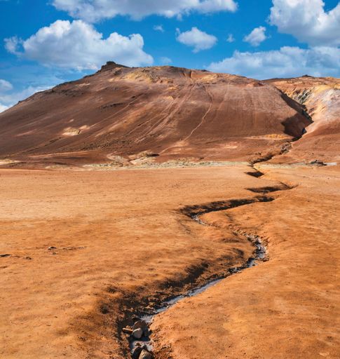 Beautiful view of nature in Iceland. creek in the geothermal area of Myvatn in Iceland