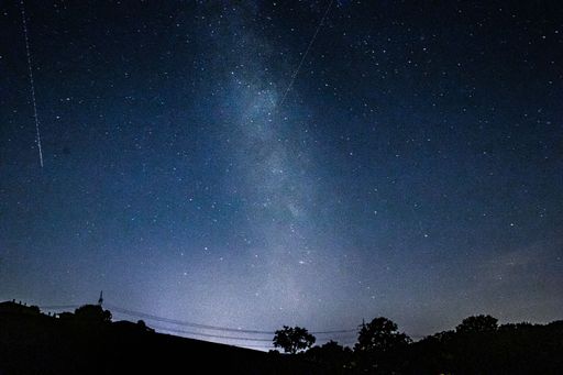 A low angle shot of a starry galaxy blue night sky