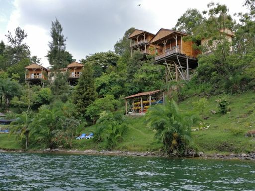 The hotel buildings at lake Kivu in Rwanda, Africa