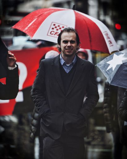A man marching in a freedom protest in Melbourne