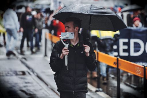 A man live streaming a freedom protest in Melbourne