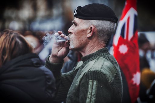 An Australian veteran attending a freedom protest