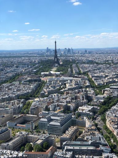An aerial view of Paris at sunlight.