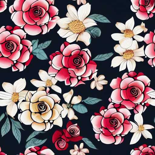 A closeup of vintage floral seamless pattern background on a black background