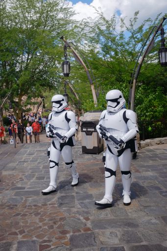 A view of Stormtroopers at Star Wars Galaxy's Edge Disney World Hollywood Studios