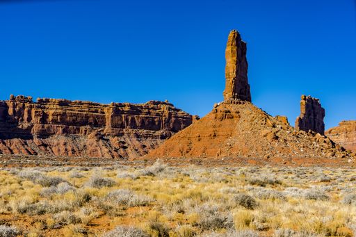 The image shows two formations known as fins which are formed from eroded buttes