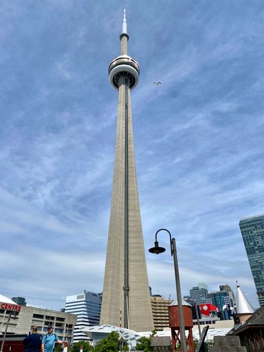 A vertical shot of the Toronto Metropolitan CN Tower in Canada