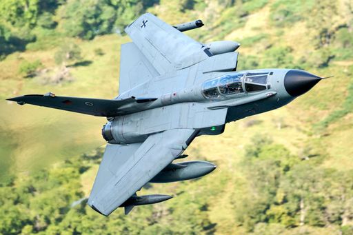 Panavia Tornado aircraft flying low over the Lake District, UK.