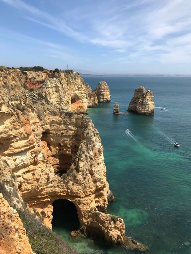 A vertical shot of the beautiful Ponta da Piedade coastline in Lagos
