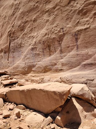 A vertical shot of a rocky desert on a sunny day