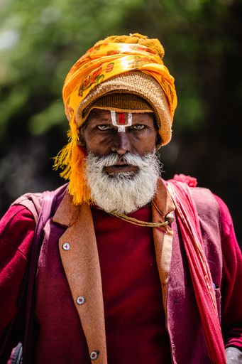A vertical shot of Sadhu holy man