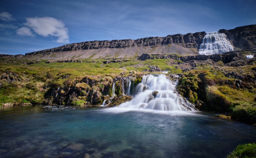 A beautiful shot of Dynjandi waterfall in Iceland