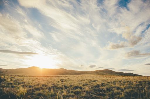A beautiful shot of a desert landscape with beautiful sky at sunrise