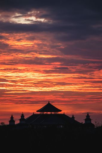 A beautiful view of an abandoned building during sunset in Bali in Indonesia