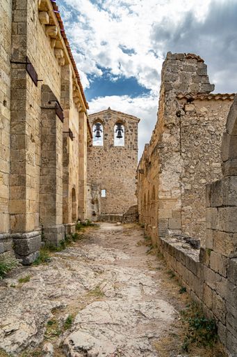 A vertical shot of the interior of the ruins of Ermita de San Frutos chapel in Segovia, Spain