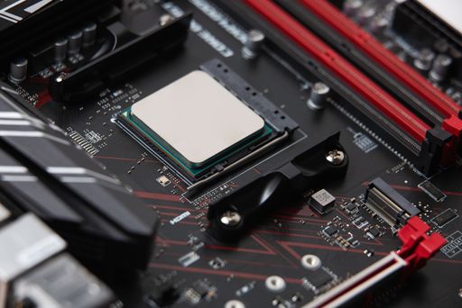 A Close up of MSI an computer  motherboard isolated on a white background
