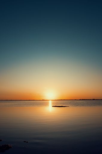 A vertical shot of sunset time over the horizon