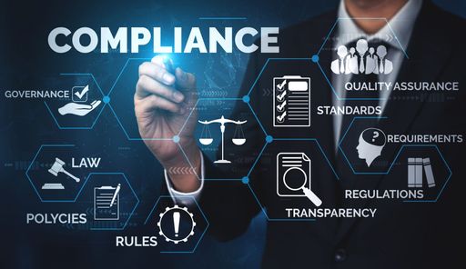 The Compliance rule law and regulation graphic interface for business quality policy