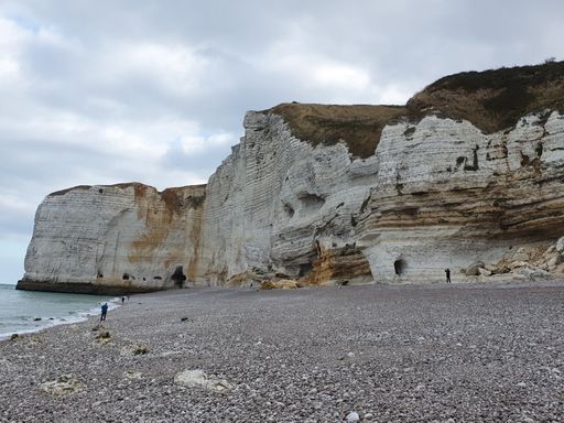 The beautiful striking rock formations carved out of white cliffs in Etretat