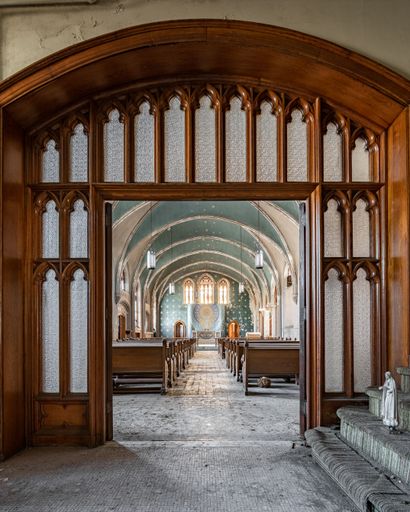 A vertical shot of the inner part of a church