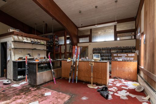 A shop with dilapidated walls and roof