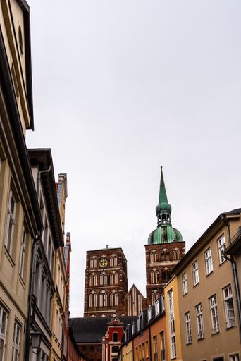 A vertical shot of St. Nicholas Church in Stralsund, Germany