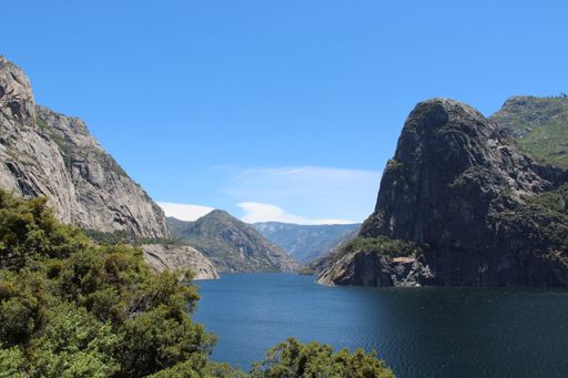 The rocks surrounding a lake at the Yosemite National Park in California, the USA