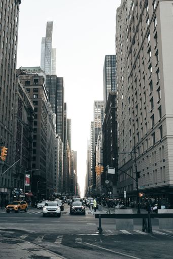 A vertical shot of the New York traffic in Manhattan