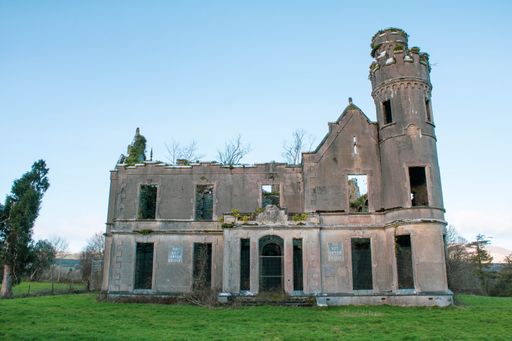 A scenic view of the Artdully castle located in Kenmare county in Ireland