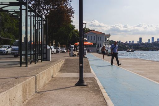 A seashore and people walking in Beykoz Istanbul, turkey