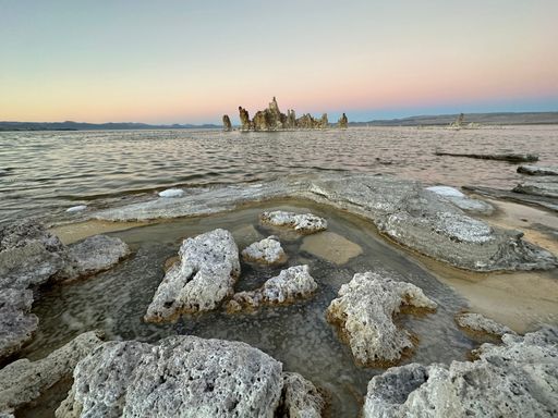 The beautiful landscape of lake Mono on the sunset