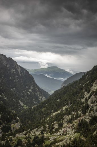 Northern Spain a storm is coming from far away. Wind, rain and clouds.
