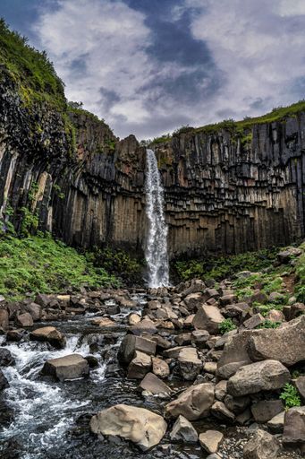 The beautiful view of Svartifoss waterfall. Iceland.