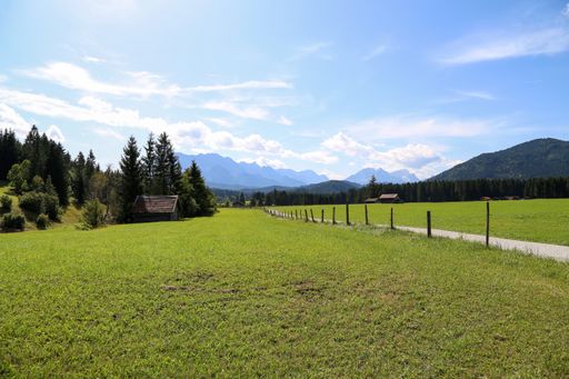 A beautiful shot of mountain meadows and pastures in the Austrian Alps.