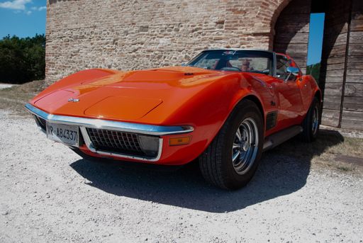 PESARO - ITALY - JULY 02 - 2022 : rally of classic cars Chevrolet Corvette Mako Shark in Pesaro
