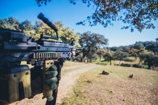 A closeup shot of military actions in the forest